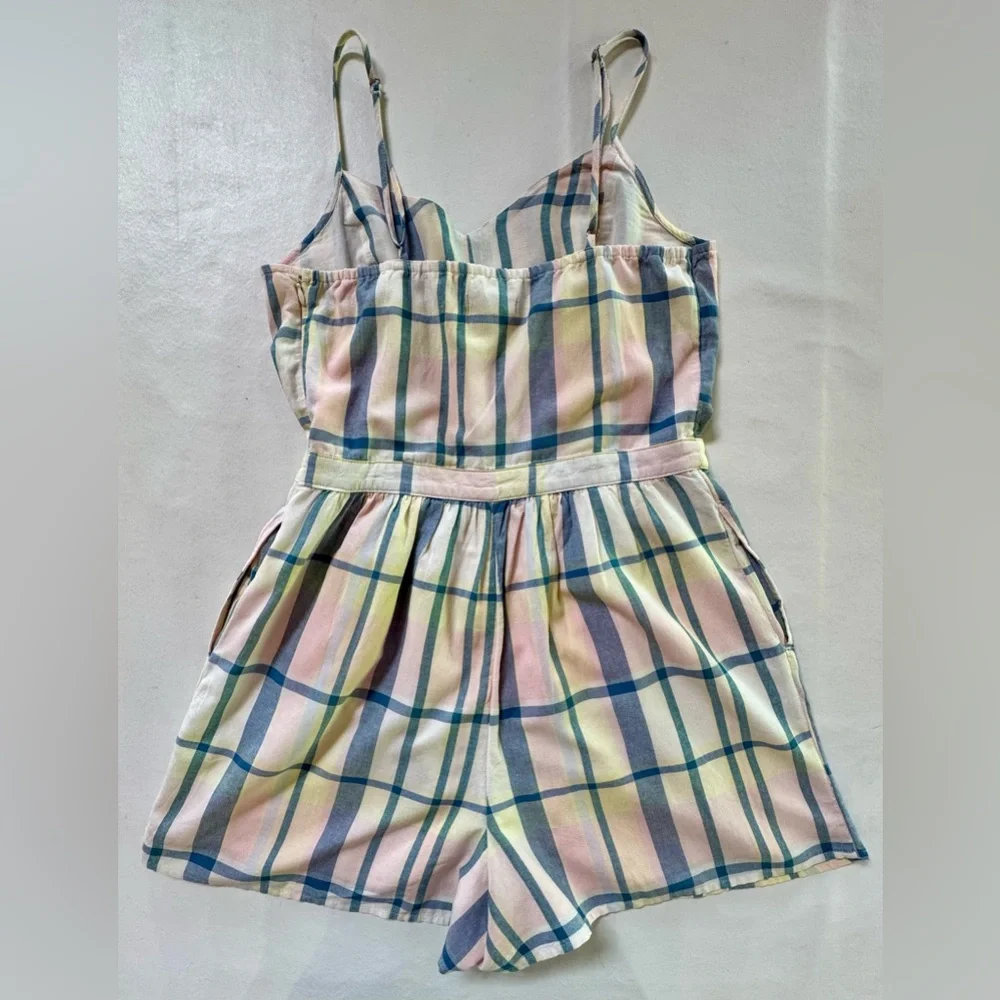 NWT Plaid Sleeveless Lined True Craft Romper with Pockets (M) - Picture 5 of 17